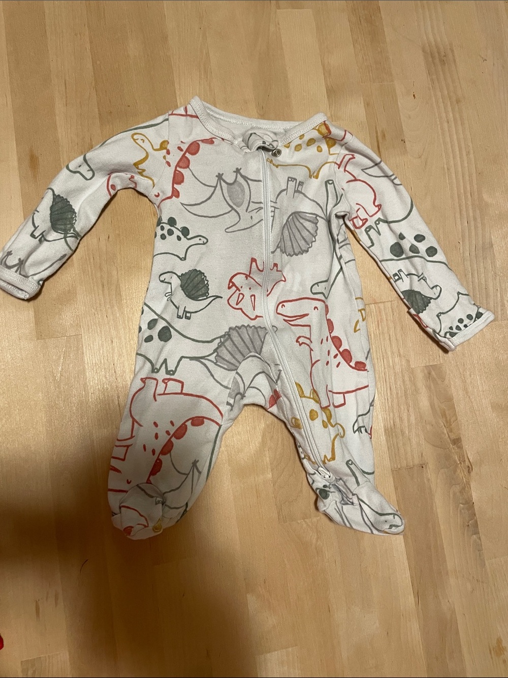 Carter's White Baby Footie with Multicolor Dinosaur Print